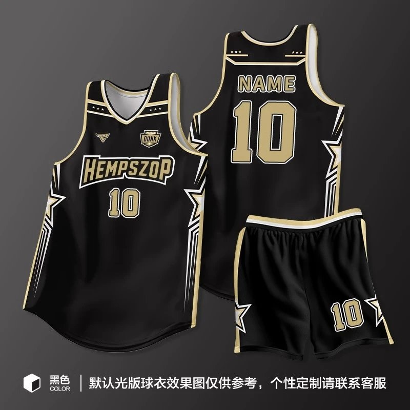 Design Hempszop Custom Basketball Jersey Set Black Gold Jersey