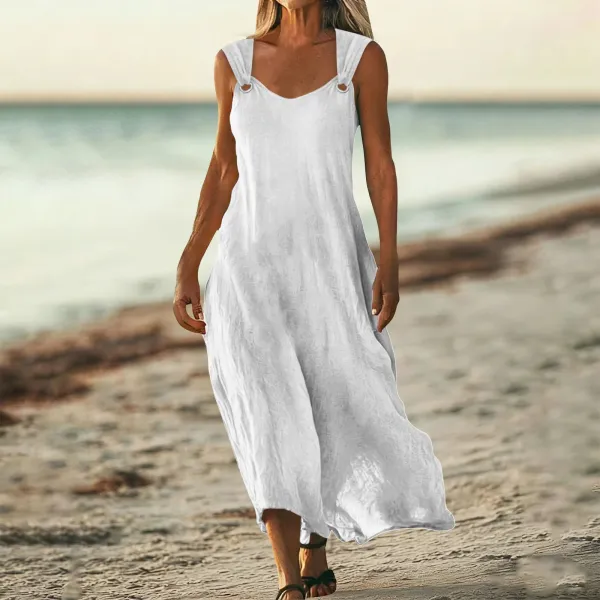 Design Sleeveless Ring-Strap Maxi Dress Red - 20