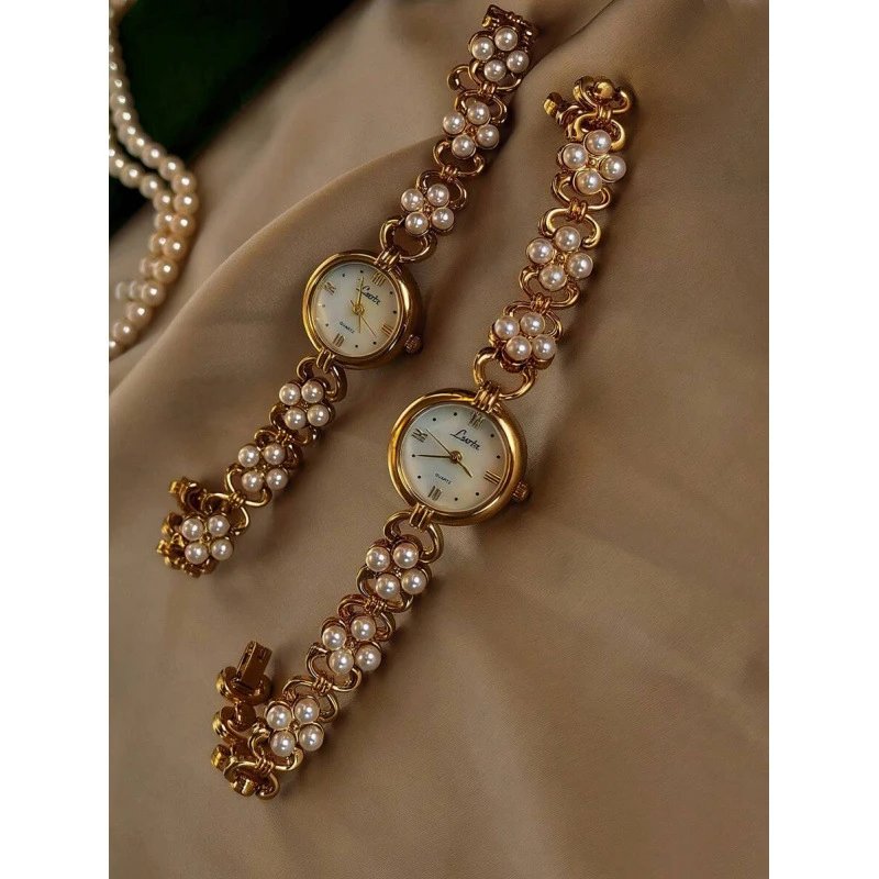 Design Lorus Pearl-Embellished Gold-Tone Quartz Watch Beige Watches