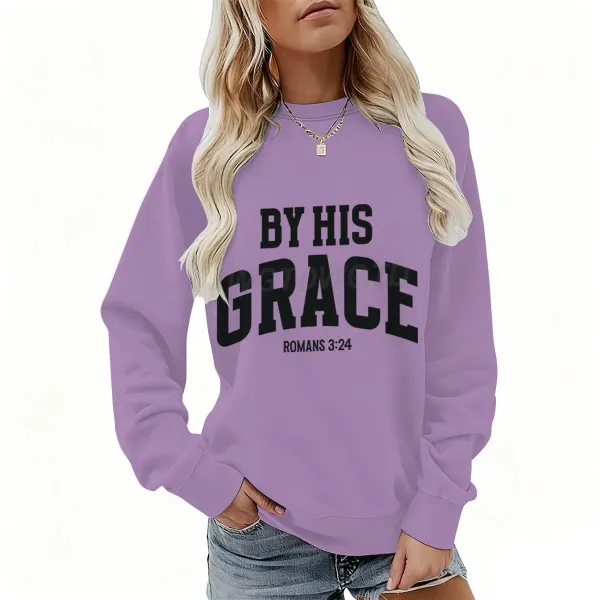Design By His Grace Romans 3:24 Purple Graphic Hoodie - 1