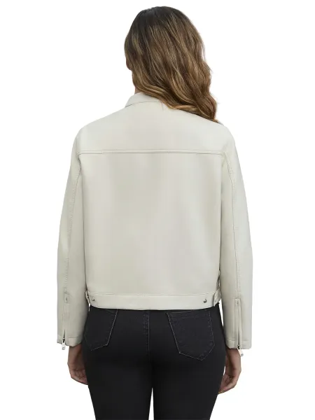 Design Faux Leather Moto Jacket Navy - 8