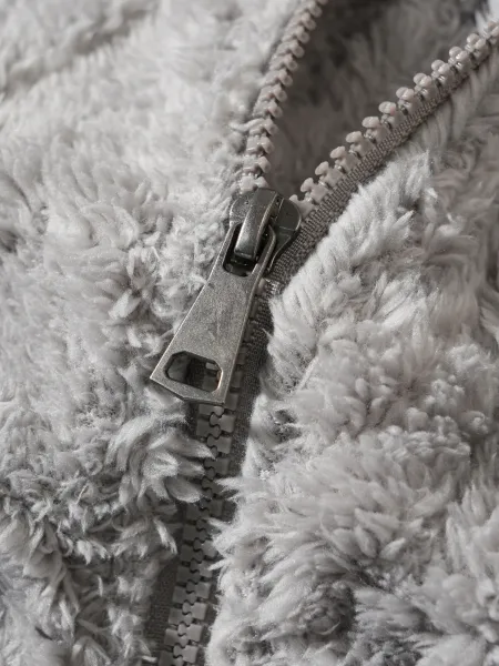 Design Faux Fur Cable Knit Hooded Jacket Gray Outerwear - 28