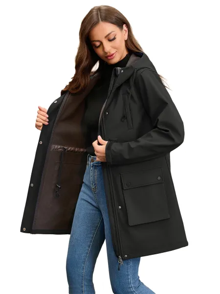 Design Parka-Style Hooded Coat Army Green Outerwear - 25