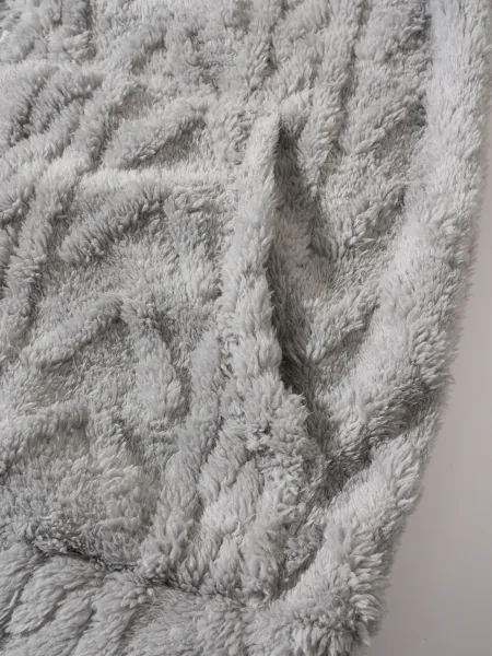 Design Faux Fur Cable Knit Hooded Jacket Gray Outerwear - 29