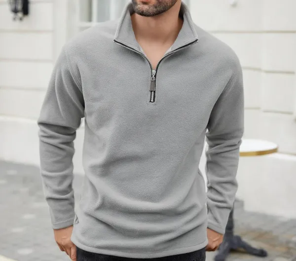 Design Quarter-Zip Fleece Pullover Black Sweater - 51