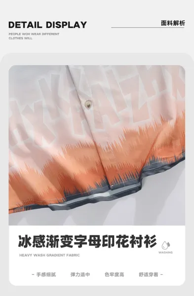 Design Oversized Short-Sleeve Button-Up Shirt with Gradient Dip-Dye Hem Tops Shirt - 8
