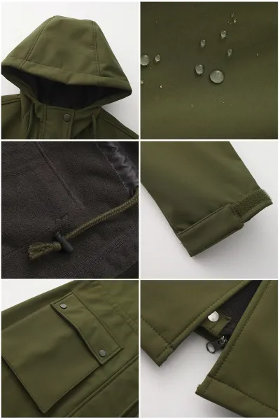 Design Parka-Style Hooded Coat Army Green Outerwear - 41