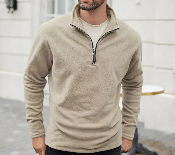 Design Quarter-Zip Fleece Pullover Black Sweater - 53