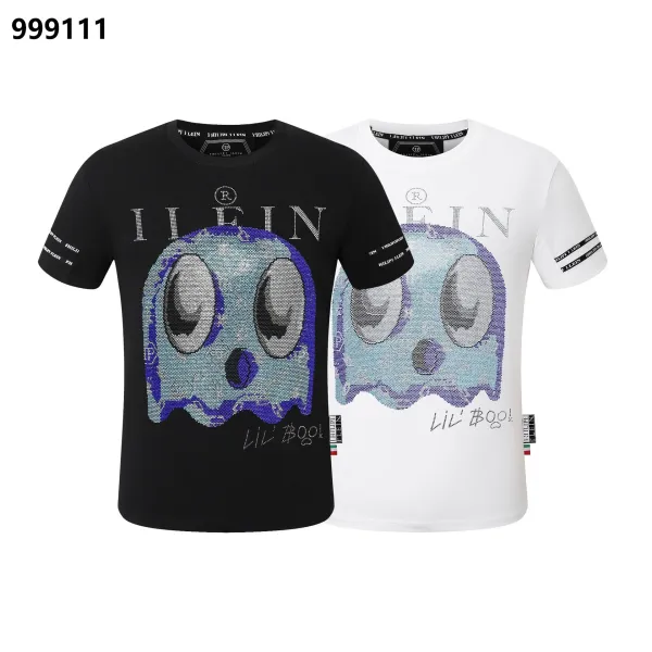 Philipp Plein Lil Boo Skull Rhinestone Embellished Black T-Shirt - 25
