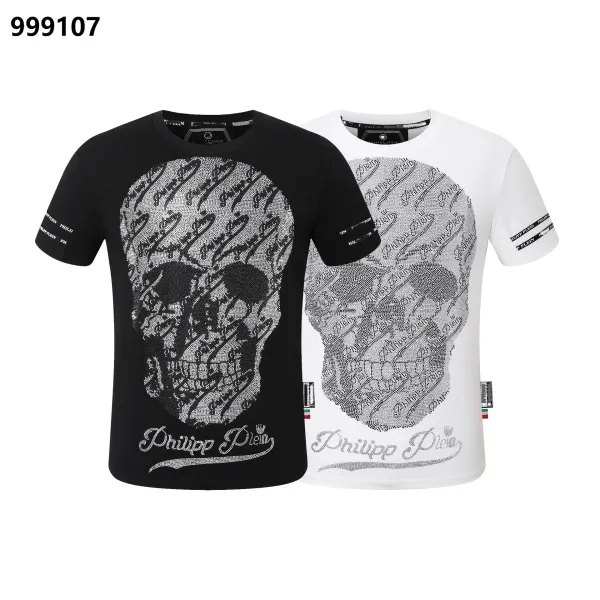 Philipp Plein Lil Boo Skull Rhinestone Embellished Black T-Shirt - 7