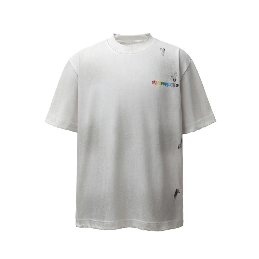 Design Distressed Rainbow Logo T-Shirt White - 9