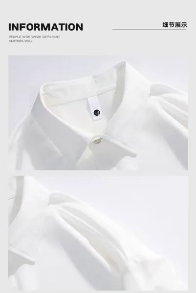 Design Oversized Short-Sleeve Button-Up Shirt with Gradient Dip-Dye Hem Tops Shirt - 20