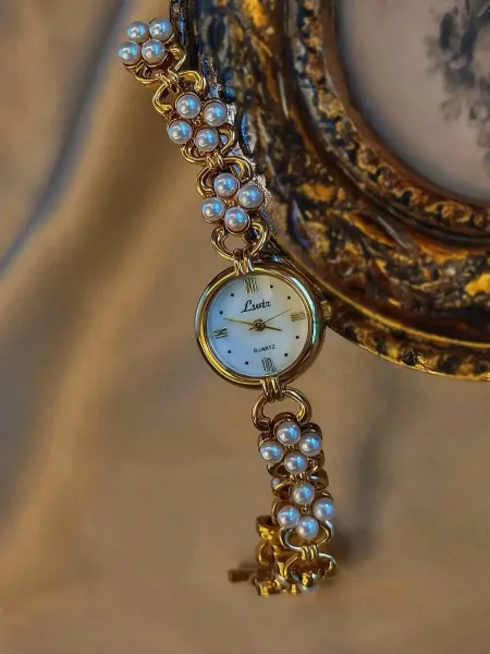 Design Lorus Pearl-Embellished Gold-Tone Quartz Watch Beige Watches - 7