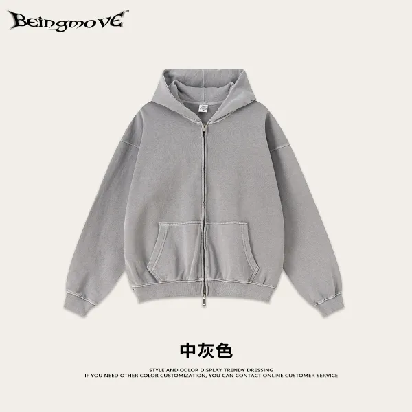 Design Beingmove Zip-Up Hoodie Medium Gray Hoodie - 1