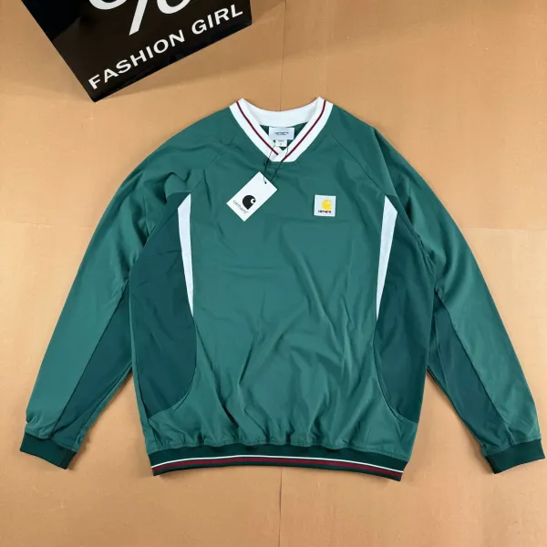 Carhartt V-Neck Windbreaker Jacket Forest Green Outerwear - 7