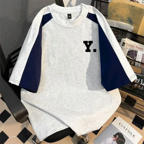Design Y. Logo Raglan Sleeve T-Shirt Navy and White - 12