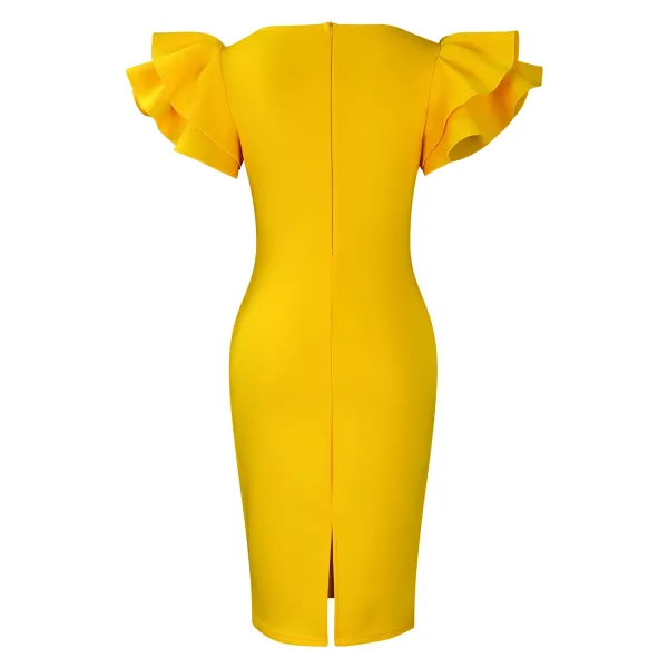 Design Metamorphosis Girl Ruffled Sleeve Bodycon Dress White Dress - 63