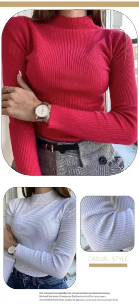 Design Ribbed V-Neck Long Sleeve Sweater Light Blue - 22