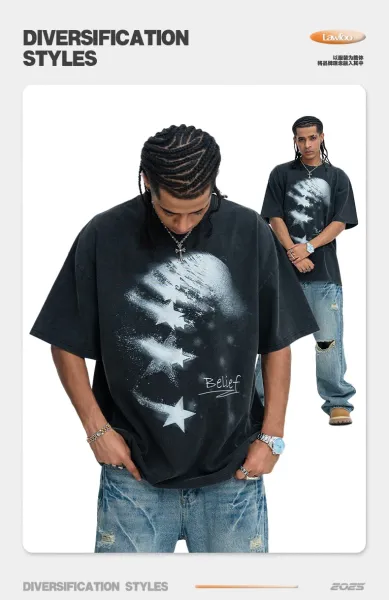 Design Belief Graphic Print Black T-Shirt Tops.t Shirts - 3