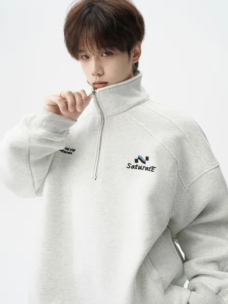 Design Half-Zip Oversized Hoodie Gray - 14
