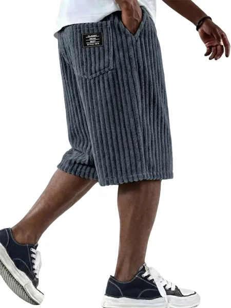 Design Corduroy Shorts Light Blue Casual Shorts - 12
