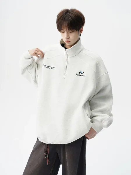 Design Half-Zip Oversized Hoodie Gray - 17