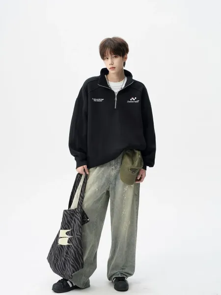 Design Half-Zip Oversized Hoodie Gray - 21