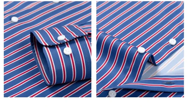 Design Striped Button-Down Shirt Navy Red White - 18