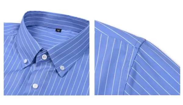 Design Striped Button-Down Shirt Navy Red White - 20
