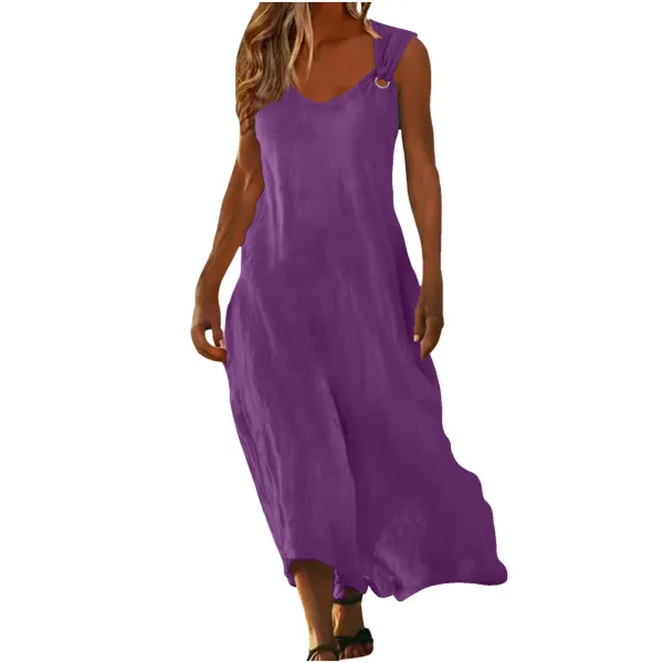 Design Sleeveless Ring-Strap Maxi Dress Red - 30