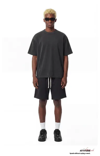 Design Silent Grey 3035 Washed Black Oversized T-Shirt T-Shirts - 13