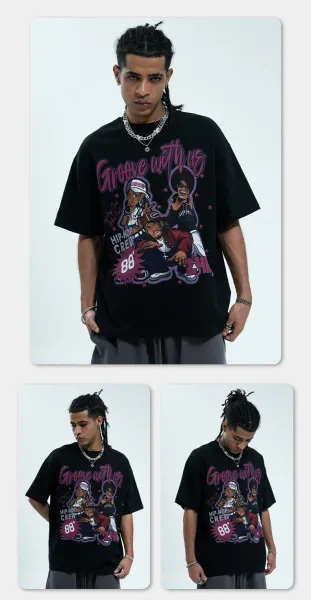 Design Groove With Us Hip-Hop Crew Graphic T-Shirt White - 8