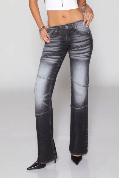 Design Flared Distressed Black Gradient Jeans - 4