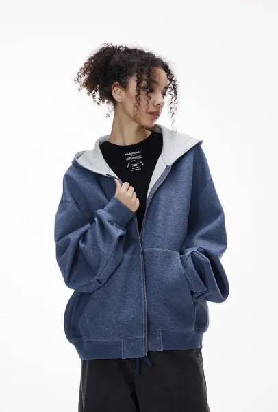 Design Oversized Zip-Up Hoodie Black - 29