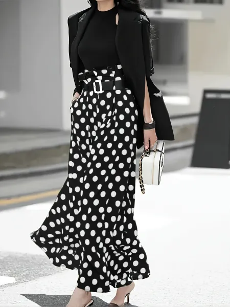 Design Polka Dot Wide-Leg Palazzo Pants Olive Green - 13