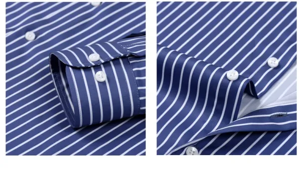 Design Striped Button-Down Shirt Navy Red White - 15