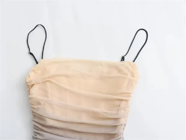 Design Ombre Draped Slip Dress Beige to Black - 18