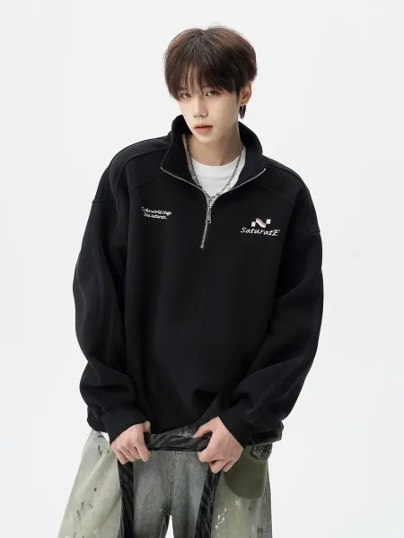 Design Half-Zip Oversized Hoodie Gray - 24