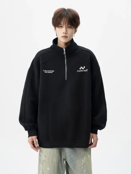 Design Half-Zip Oversized Hoodie Gray - 25