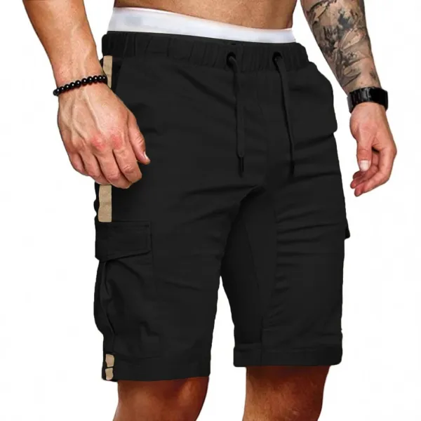 Design Cargo Shorts Black with Beige Accents - 1