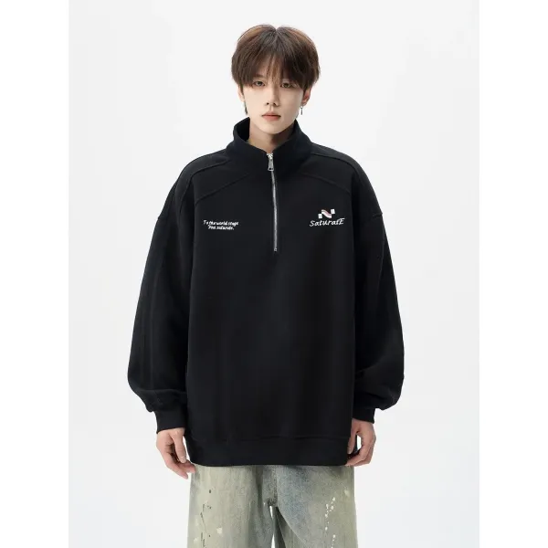 Design Half-Zip Oversized Hoodie Gray - 31