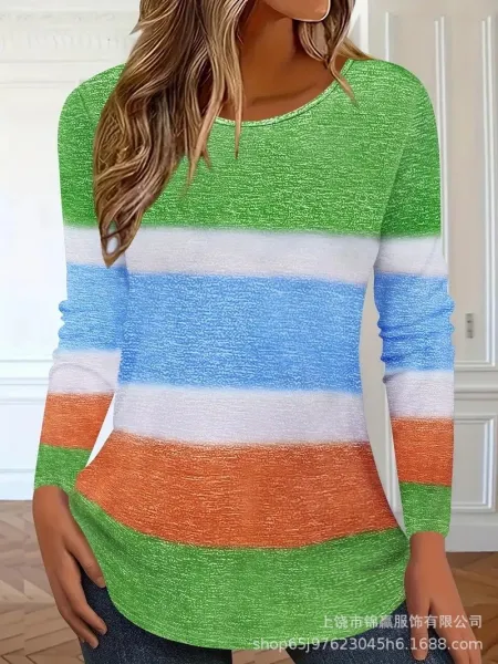 Design Striped Long Sleeve Knit Top Multicolor - 1