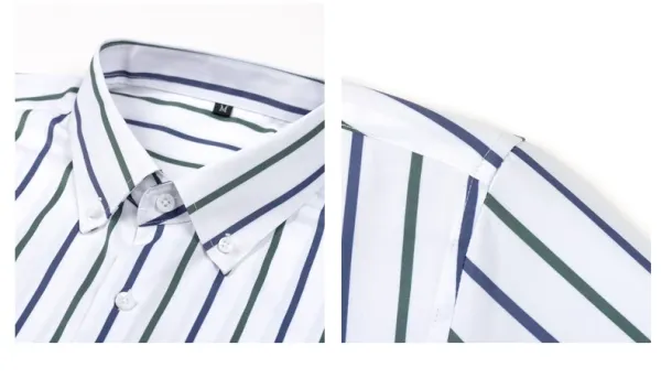 Design Striped Button-Down Shirt Navy Red White - 29