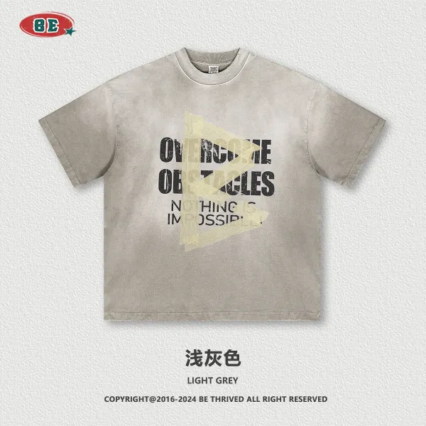 Design BE Thrived Overcome Obstacles Light Grey T-Shirt T-Shirts - 1