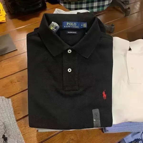 Polo Ralph Lauren Custom Slim Fit Polo Black Tops Polo - 1
