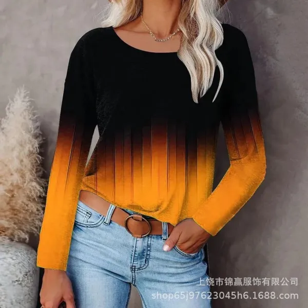 Design Striped Long Sleeve Knit Top Multicolor - 4