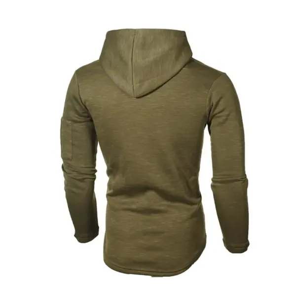 Design Longline Hoodie with Zippered Sleeve Pocket Gray - 17