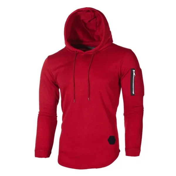 Design Longline Hoodie with Zippered Sleeve Pocket Gray - 20