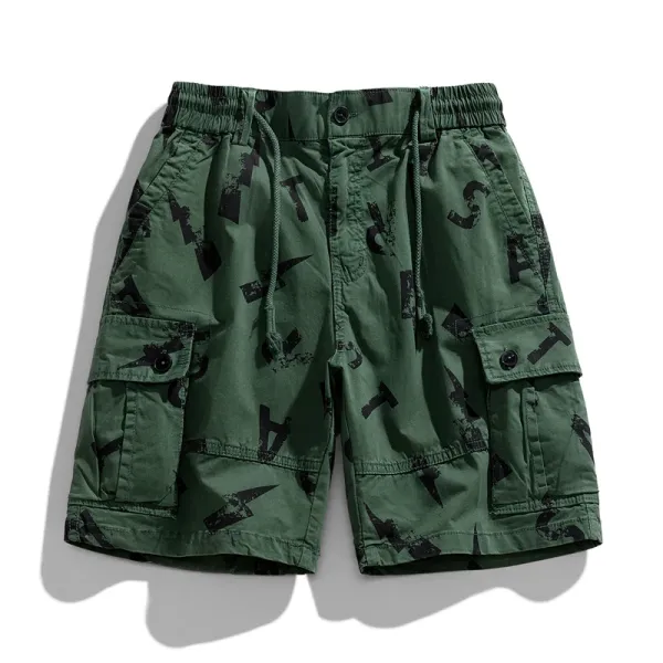 Design Cargo Shorts Army Green Graphic Print Shorts - 1