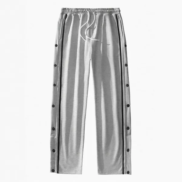 Design Button-Side Track Pants Gray Sweatpants - 1